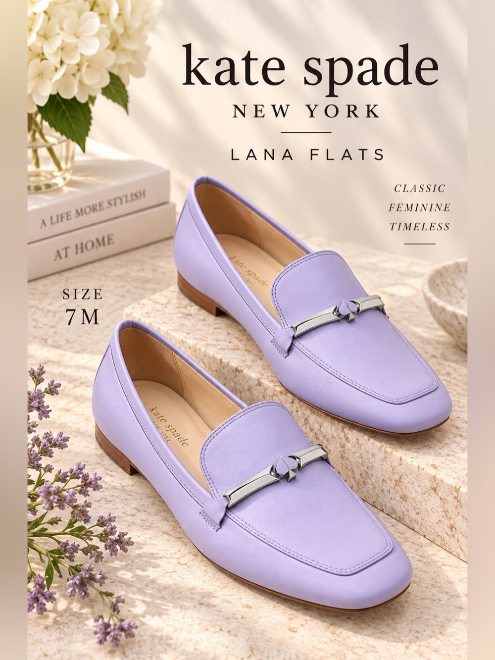 Kate Spade Lana Lavender Leather Loafers Flats Size 7M